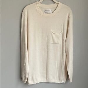 Long Wharf Supply Co. Ivory Cotton Blend Newport Seawell Pocket Sweater Large
